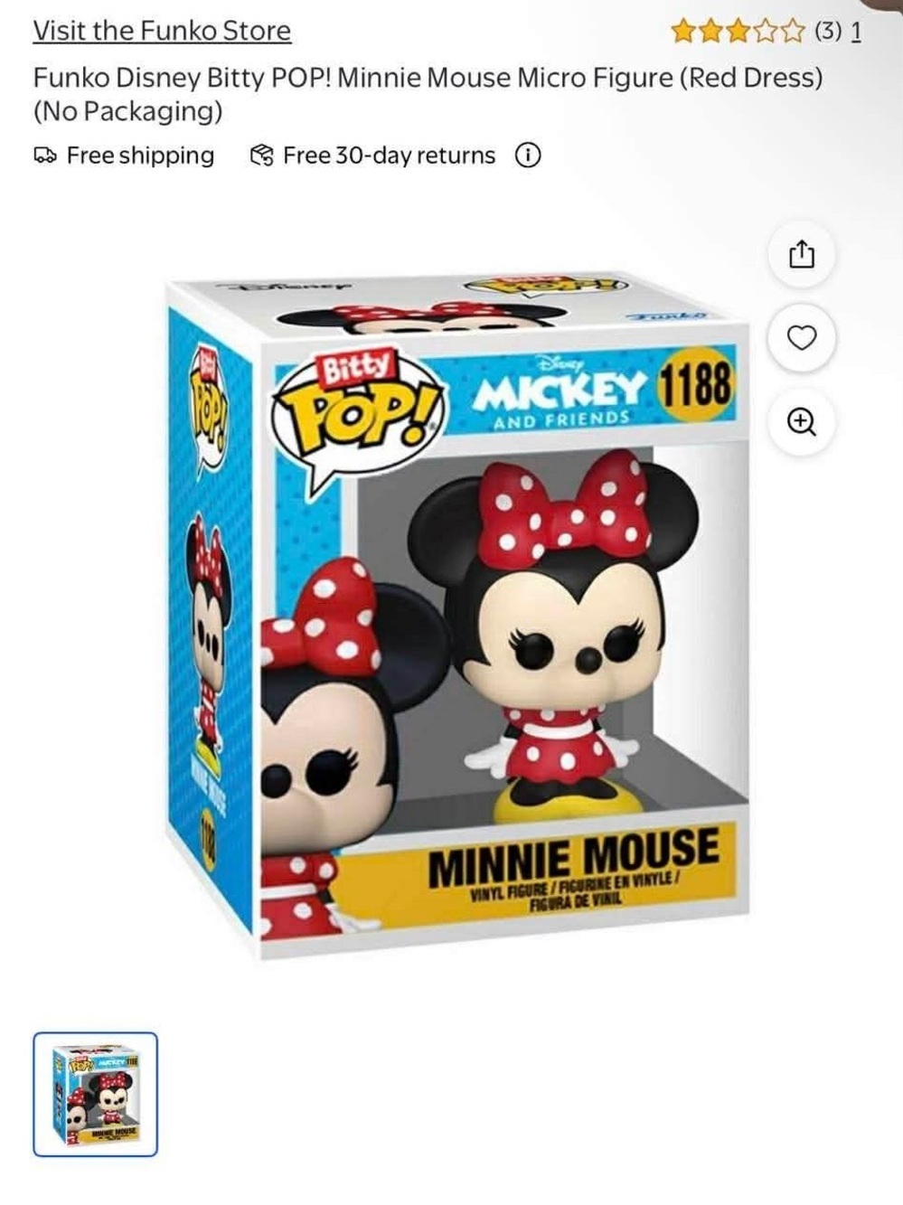 Funko Minnie Mouse Bitty Pop! Figure – Red, Black, White